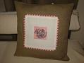housse coussin lin brut transfert rose